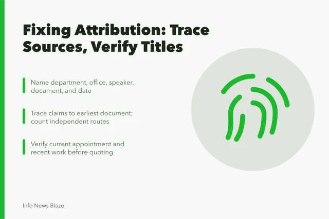Card on attribution errors: vague officials, source laundering, title inflation. 9 attribution problems that quietly distort expert quotes