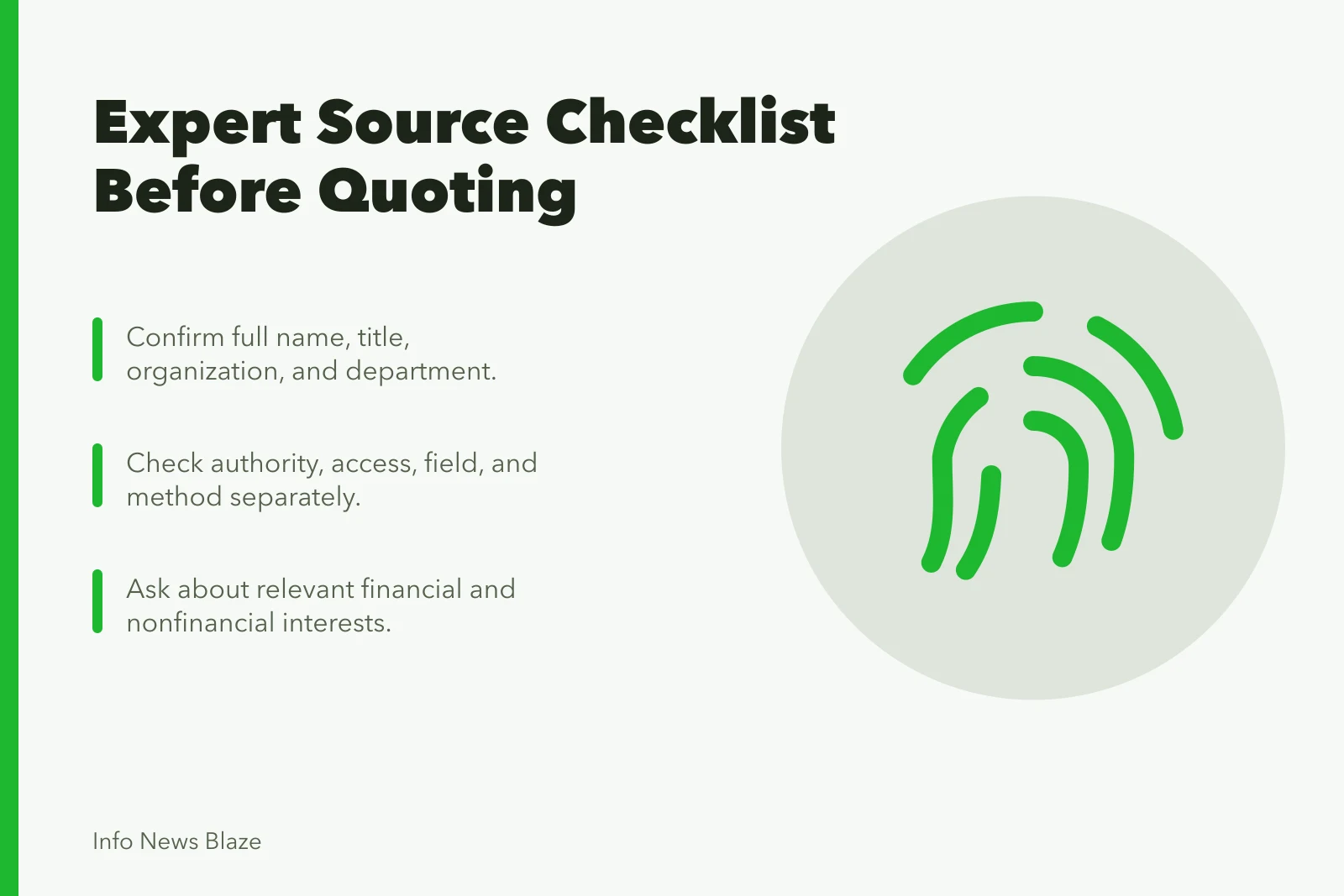 Checklist for verifying expert sources before quoting in articles. Expert source checklist: what to confirm before quoting anyone
