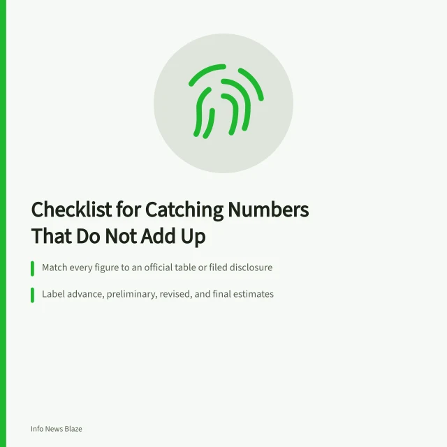 Checklist card for verifying business and economic claims before publication. Business claim checklist: catching the numbers that do not add up