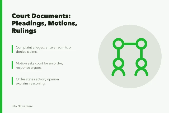 Comparison of court documents: pleadings, motions, orders, opinions, and verdicts. Pleadings vs rulings, and what each court document actually proves