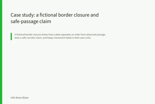 Case study: a fictional border closure and safe-passage claim. Case study: a fictional border closure and safe-passage claim