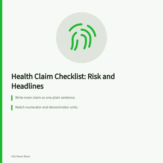 Checklist for verifying health claims, risk numbers, and headlines. Health claim checklist: relative risk and the headline warning