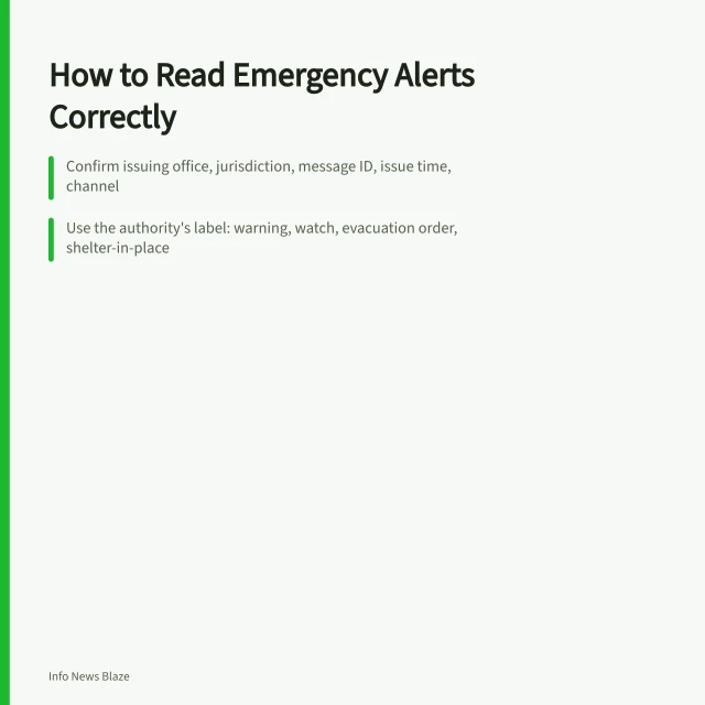 Card explaining how to verify emergency alert authority, message type, and boundaries. An emergency alert map means nothing without the issuing authority