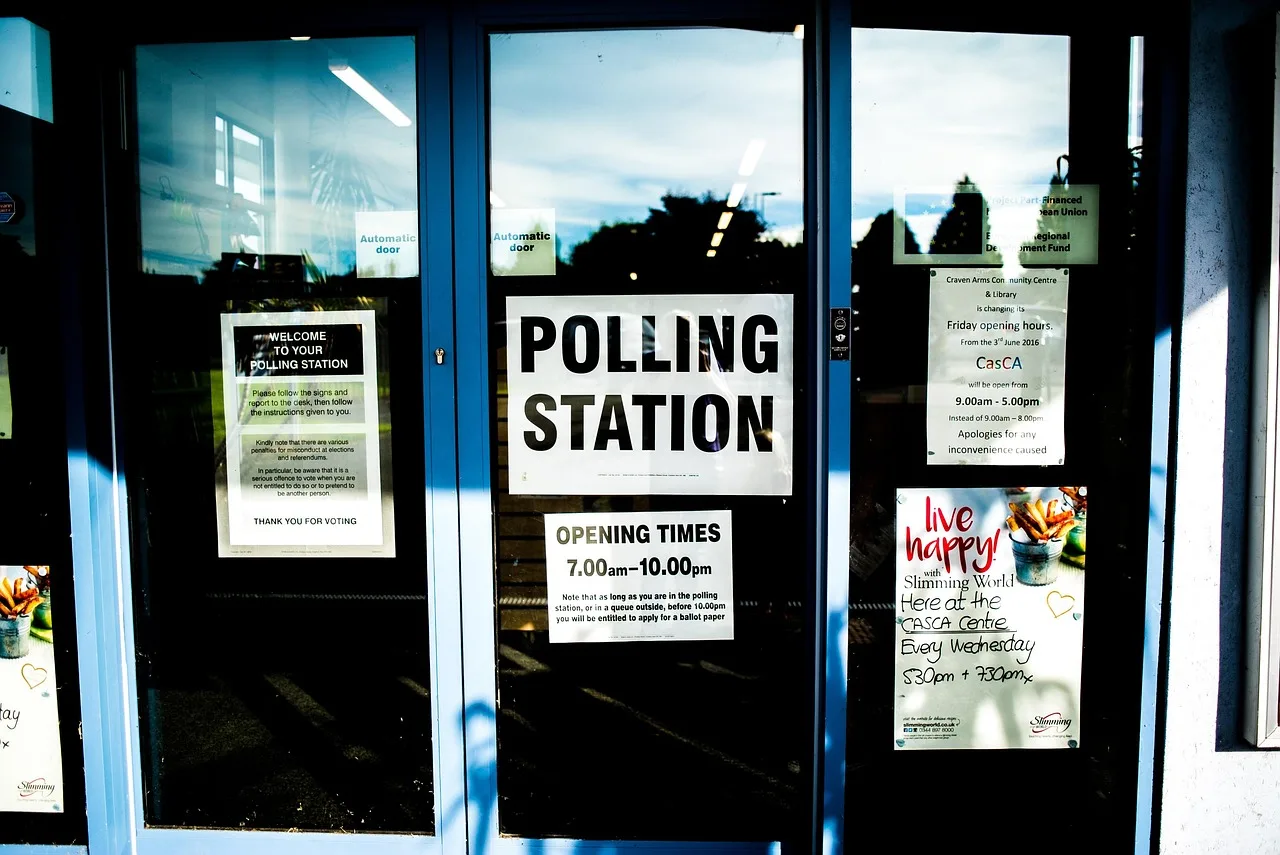 doors, polling station, sign, polling station, polling station, polling station, polling station, polling station. Point estimates vs margins vs averages, reading poll numbers right