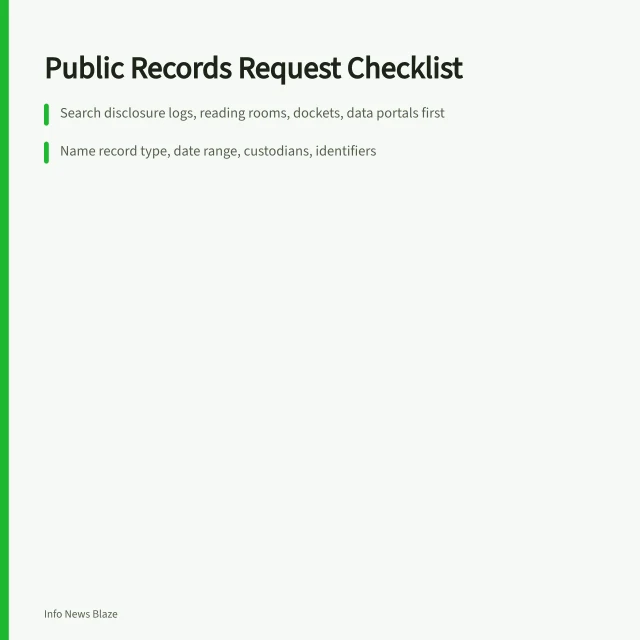 Checklist for public records requests: scope, format, fees, and appeal timing. Public records request checklist: scope, format, and appeal timing