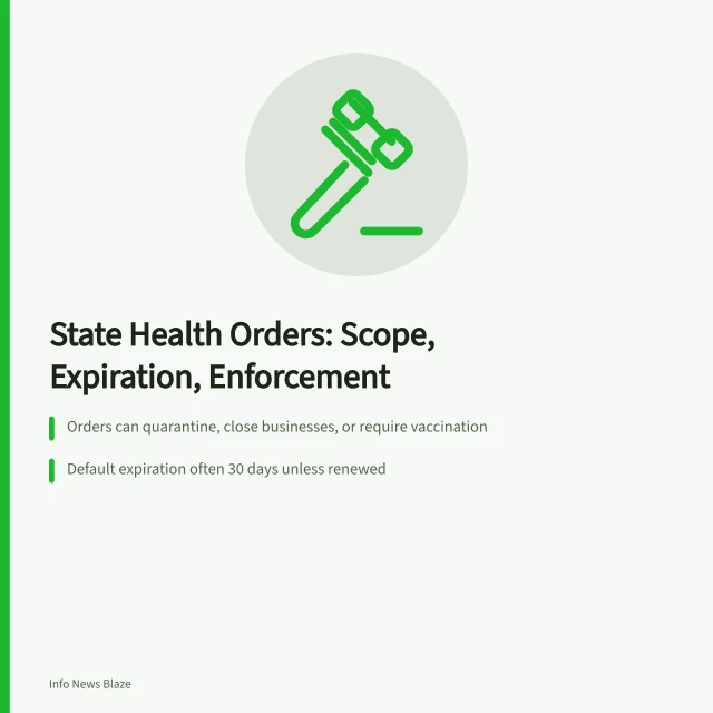 Card summarizing state public health order powers, expiration, and enforcement tools. What Can a State Public Health Order Actually Do? Scope, Expiration, Enforcement